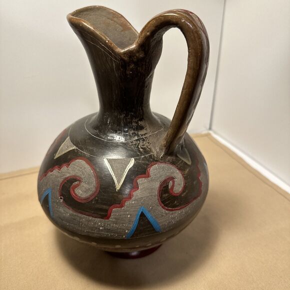 Hand Painted Pottery Pitcher Vase Southwest Style‎ Home Decor - Picture 5 of 16